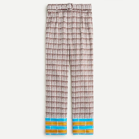 COLLECTION High-Rise Silk Twill Belted Trouser from J Crew - Picture 1 of 5